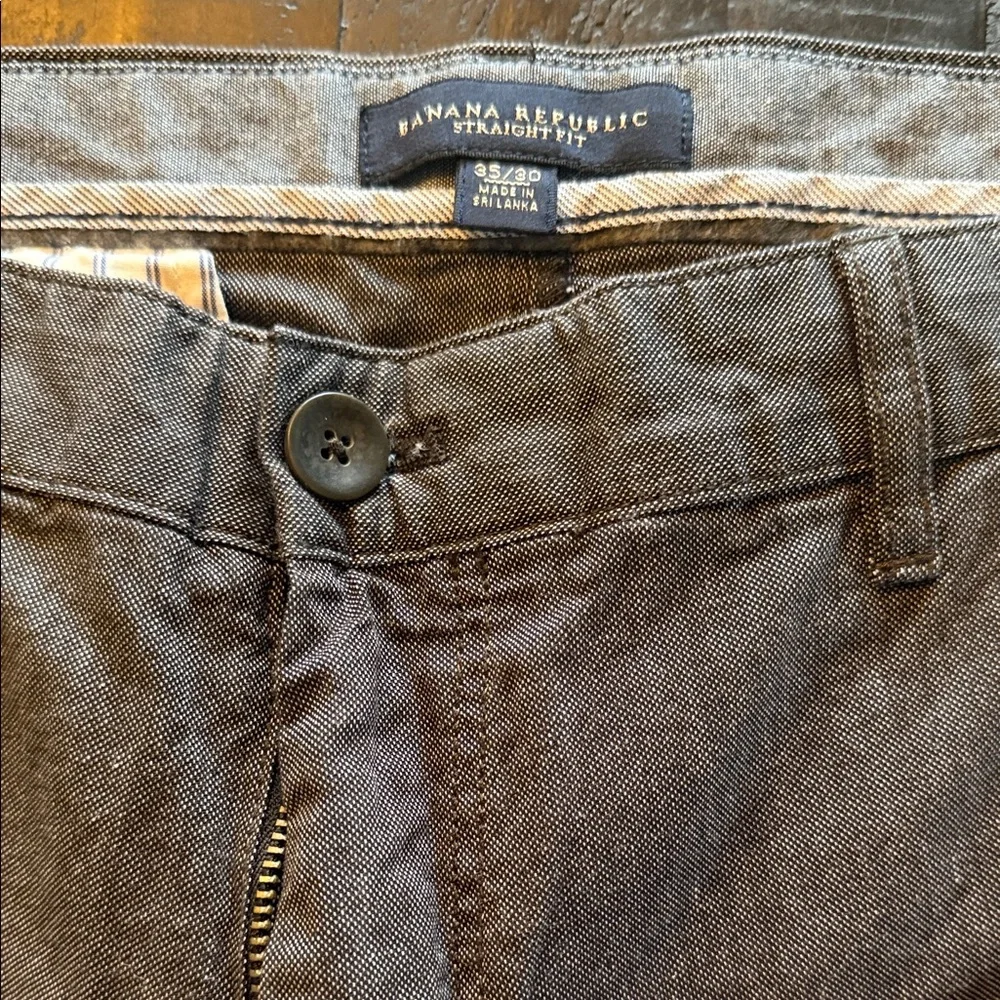 Banana Republic Charcoal Cotton/Linen Straight Fit Trousers